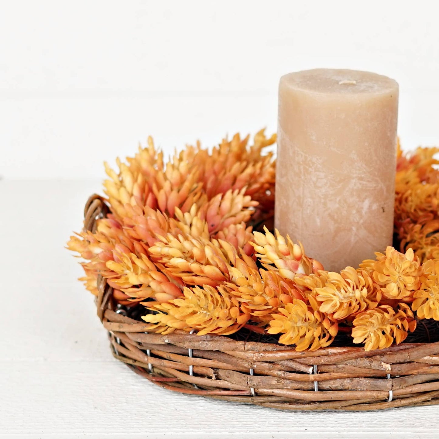 570365- Flat Willow Basket w.Ruffled Edge andHandles-Brown-