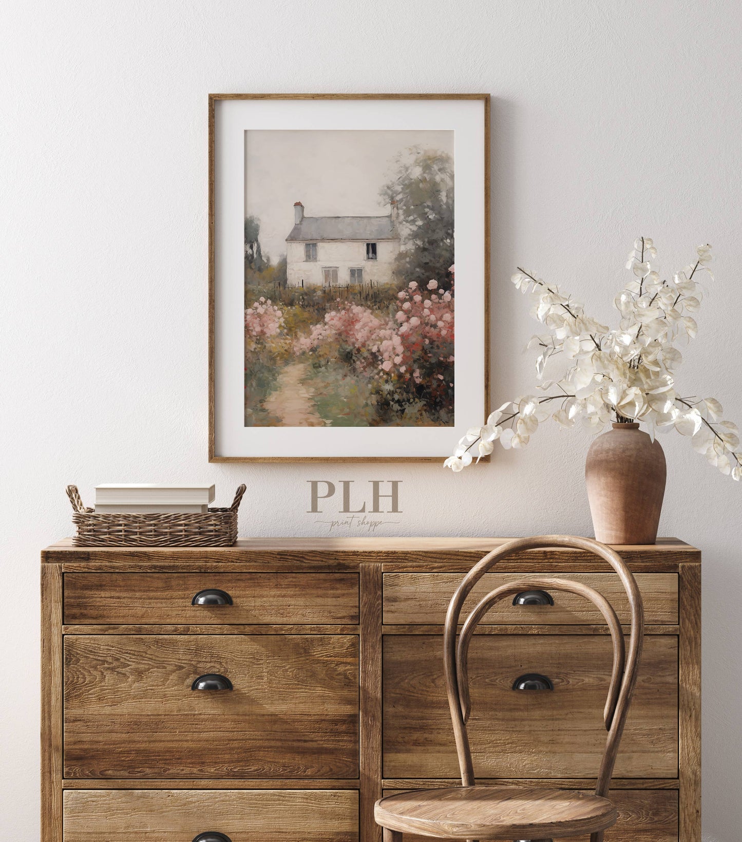 Vintage Landscape Spring House Art Print: 5"x7"