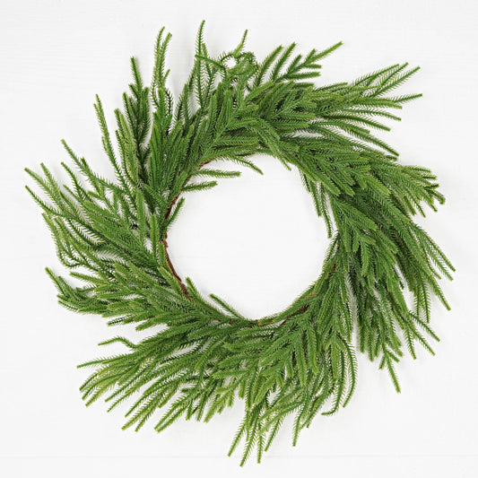 31850- 24in Wreath-Soft touch Evergreen Norfolk Pine-