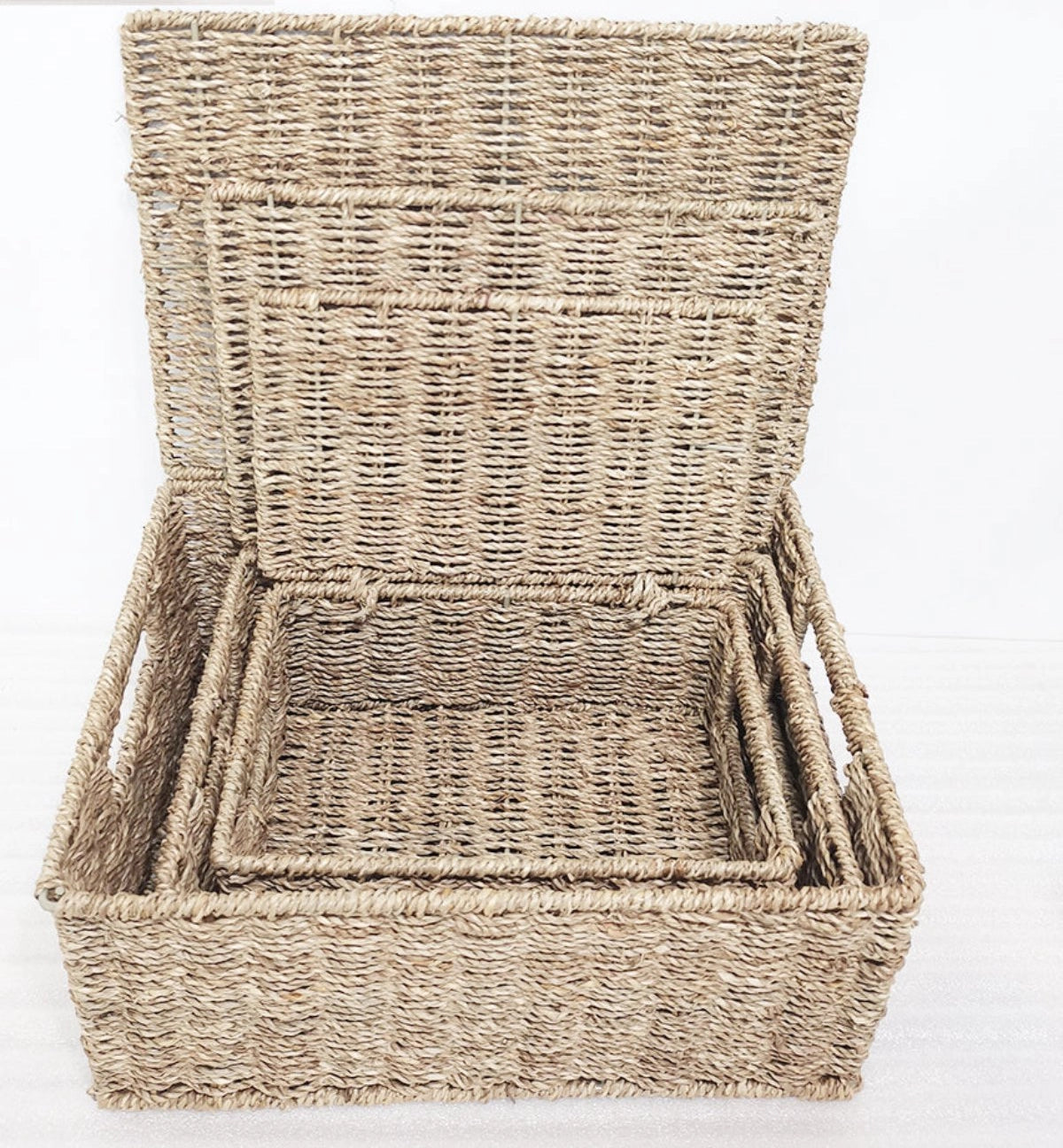 Rectangle Seagrass Trunks, Set of 3