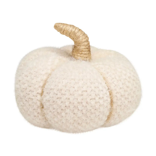 Small Cream Fuzzy Fall Fabric Pumpkin