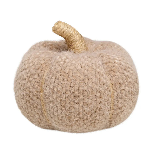 Small Tan Fuzzy Fall Fabric Pumpkin